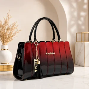 Red leather handbag for women with elegant stylish design