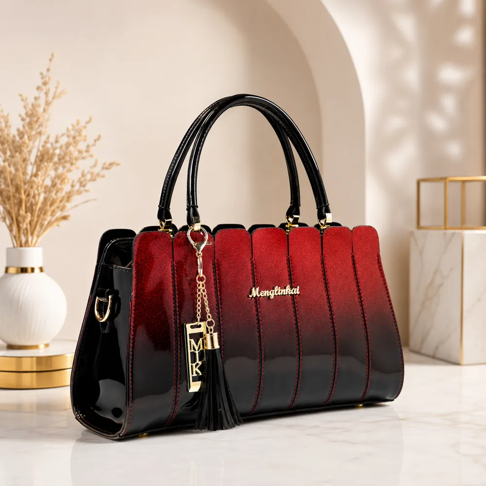 Red leather handbag for women with elegant stylish design
